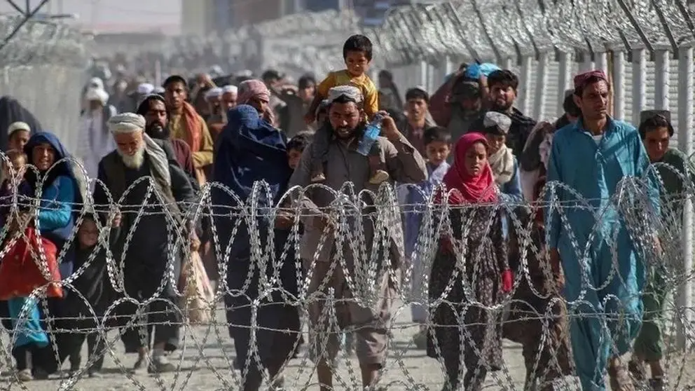 A group of Afghan migrants at Iran border (Undated)