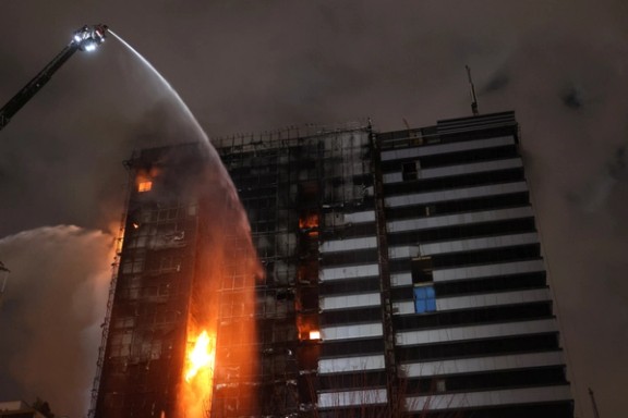 Firefighters put out a fire at a hospital in Tehran, Iran January 25, 2024.