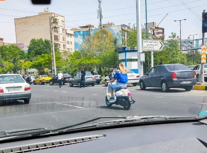 An Iranian woman riding a motorcycle in Tehran  