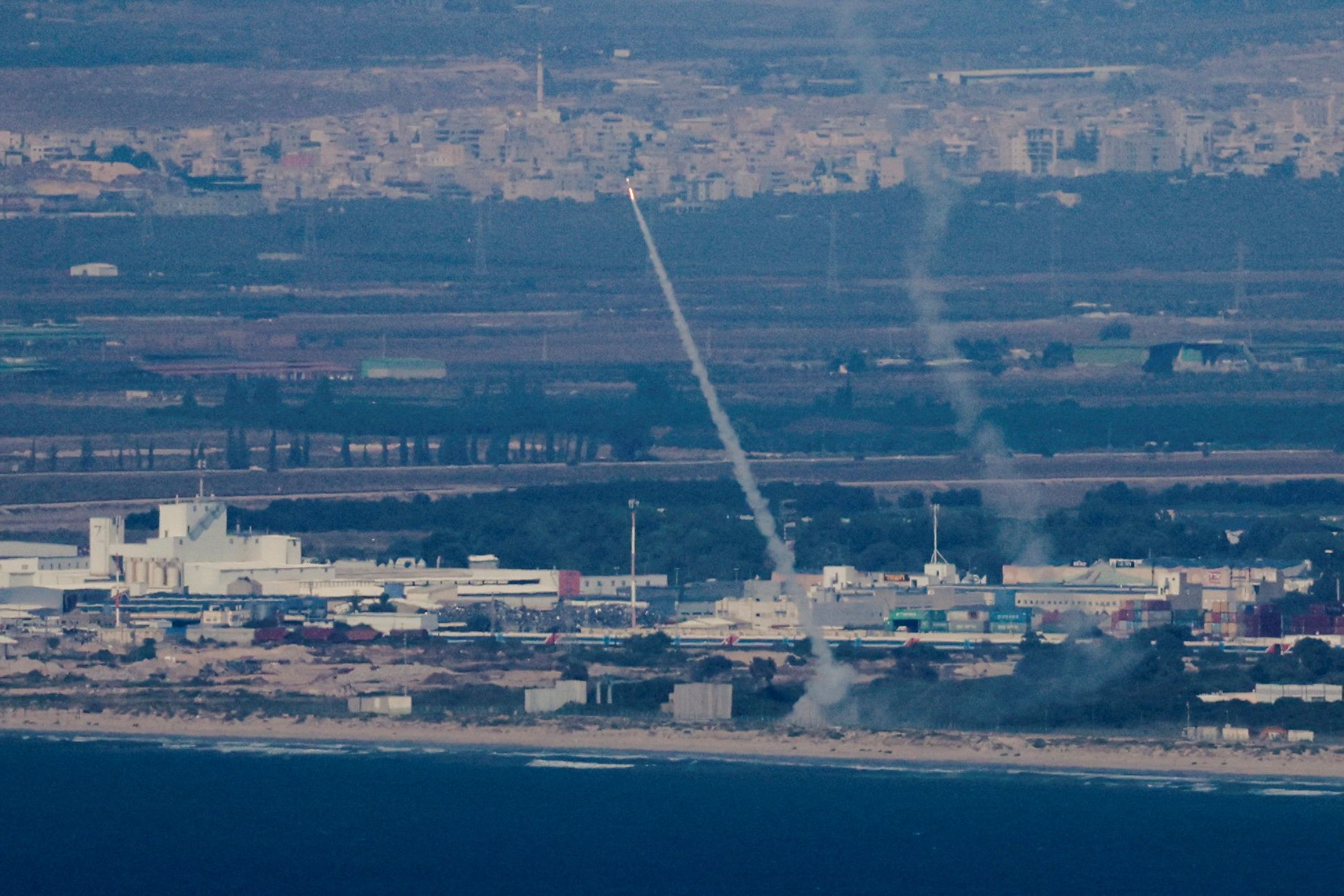 Israel's Iron Dome anti-missile system operates for interceptions as rockets are launched from Lebanon towards Israel, amid cross-border hostilities between Hezbollah and Israel, as seen from Haifa, Israel, September 24, 2024.