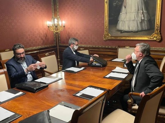 Russia's envoy in Iran nuclear talks Mikhail Ulyanov meeting Iran's chief negotiator Ali Bagheri-Kani in Vienna. January 23, 2022