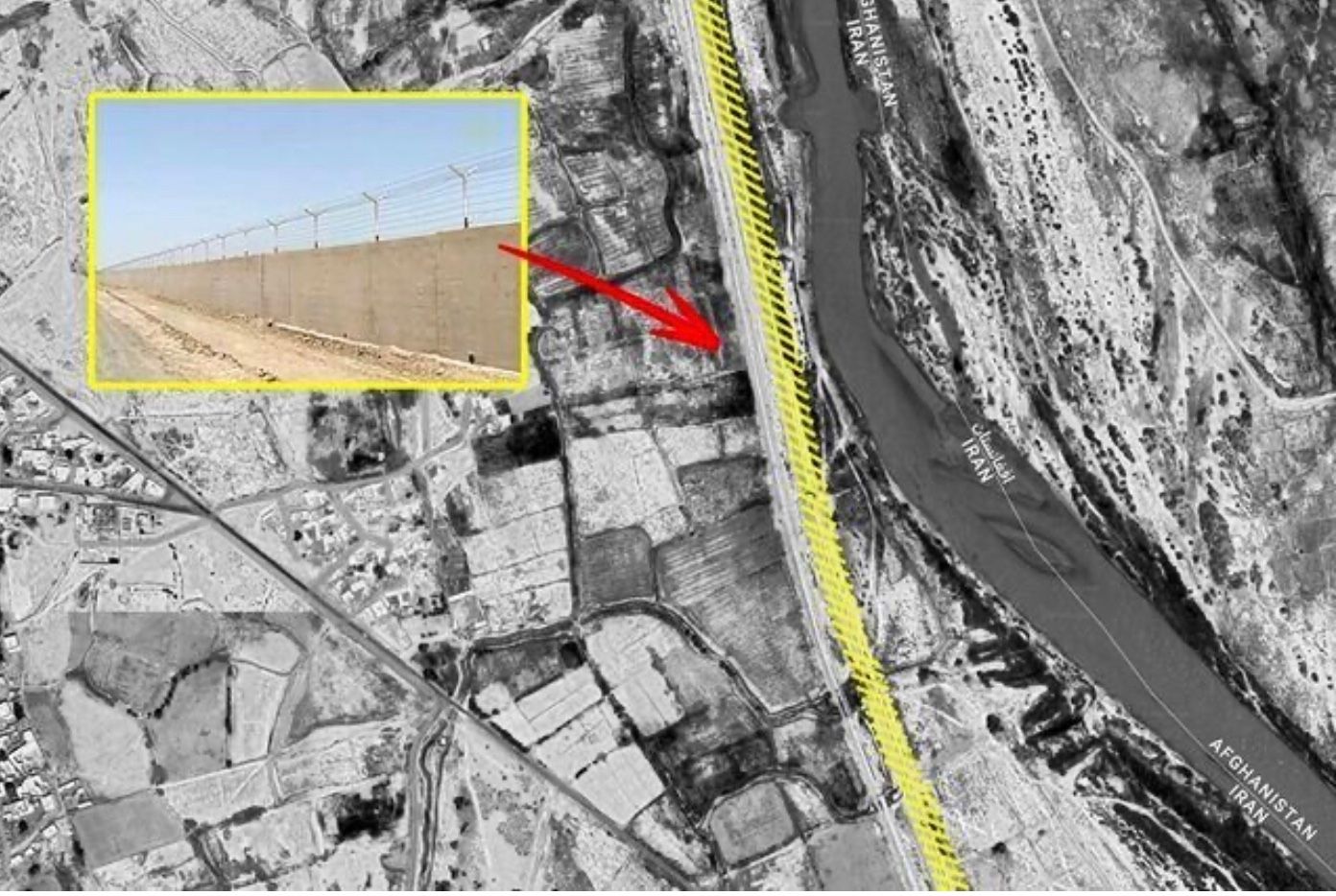 The border wall between Iran and Afghanistan  (undated)