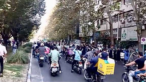 A video grab from protests in Tehran on October 1, 2022