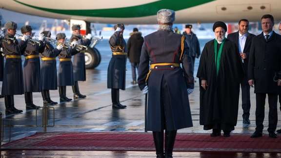 Iranian President Ebrahim Raisi as he arrived for his trip to Moscow in December 2023