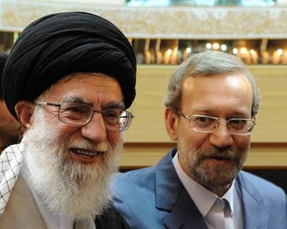 Iran's Supreme Leader Ali Khamenei and former parliament speaker Ali Larijani. Undated