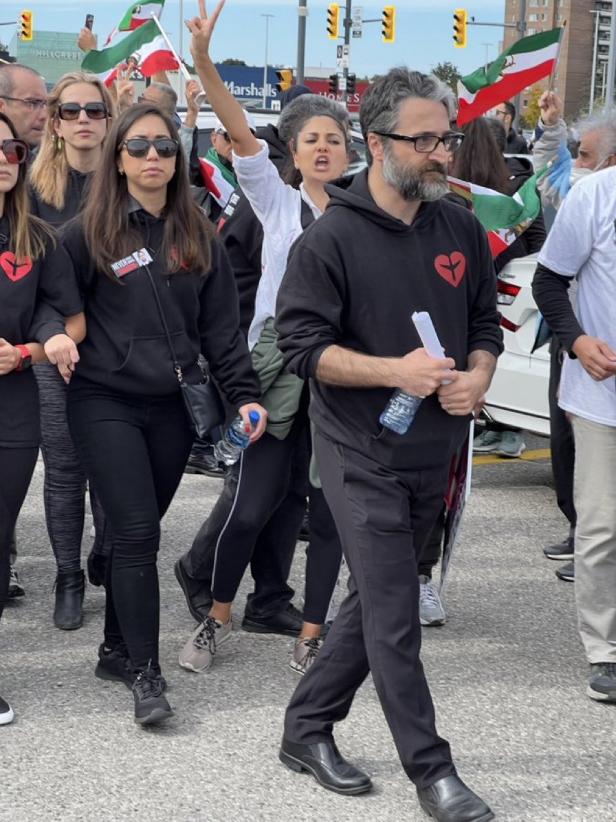 Canada-based activist Hamed Esmaeilion during the October 1 rally in the city of Toronto  