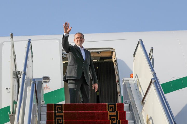 Iran's President Masoud Pezeshkian leaving for New York on September 22, 2024.
