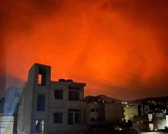 An image on social media shows the night sky lighting up after an Israeli strike. March 17, 2024