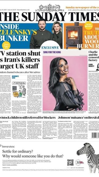 Front page of The Sunday Times-iran international-relocation