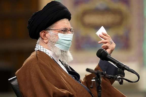 Iran's Supreme Leader Ali Khamenei speaking on Tuesday, February 8, 2022