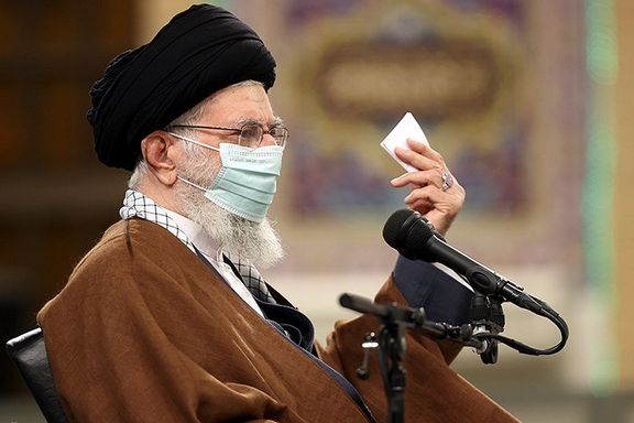 Iran's Supreme Leader Ali Khamenei speaking on Tuesday, February 8, 2022