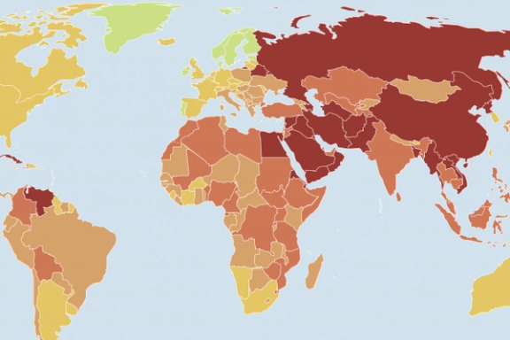 World map of press freedom by RSF in 2021