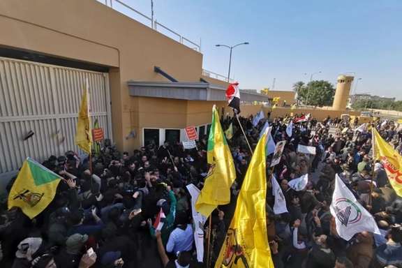 Pro-Iran protesters attacking US embassy in Baghdad In Dec. 2019