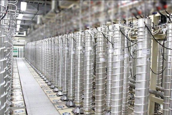 A cascade of uranium enriching centrifudes art Fordow nuclear site in Iran