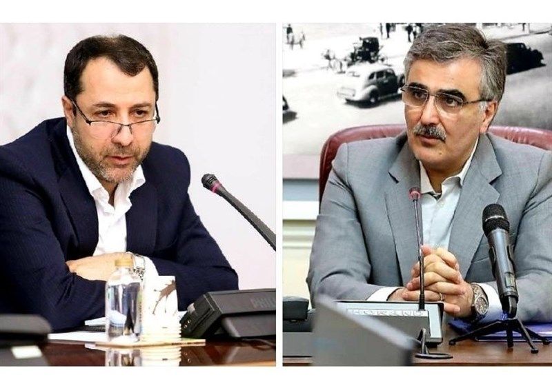 Former (left) and current chiefs of the Central Bank of Iran Ali Salehabadi and Mohammad Reza Farzin (file photo)