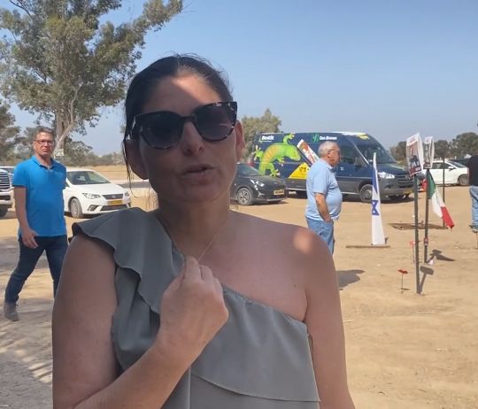 Meital Brown at the site of the memorial at the music festival site where Hamas killed 364 people.