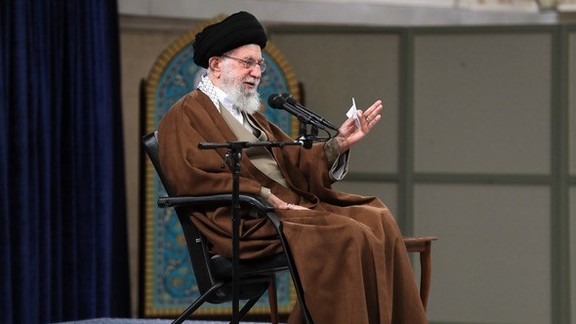 Khamenei speaking to workers' official representatives. May 9, 2022