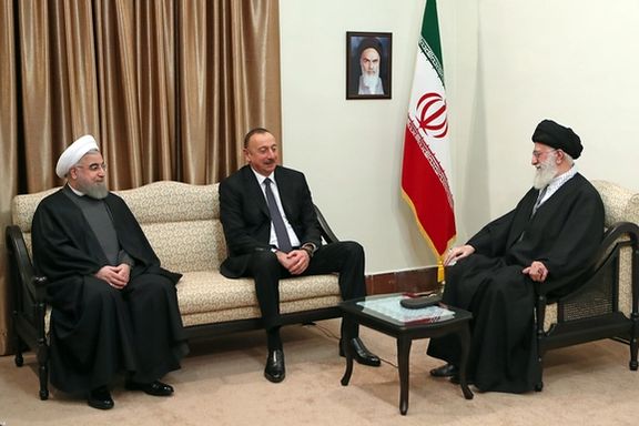 Azerbaijan president Ilham Aliyev meeting Ali Khamenei in Iran in 2017. FILE PHOTO