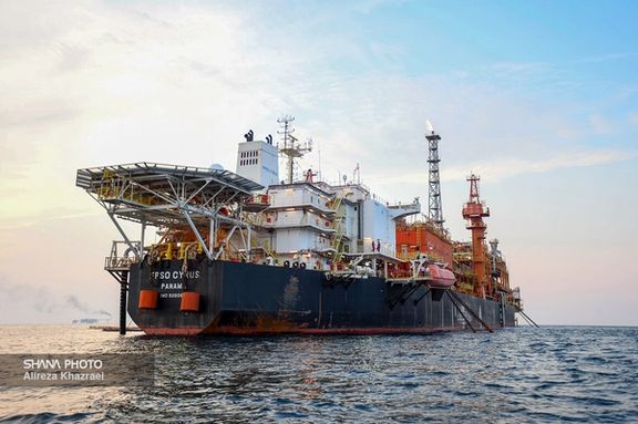 An Iranian offshore oil processing vessel at South Pars gas fields