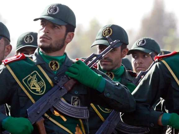 IRGC forces in a military parade in Tehran