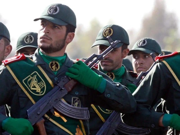 IRGC forces in a military parade in Tehran