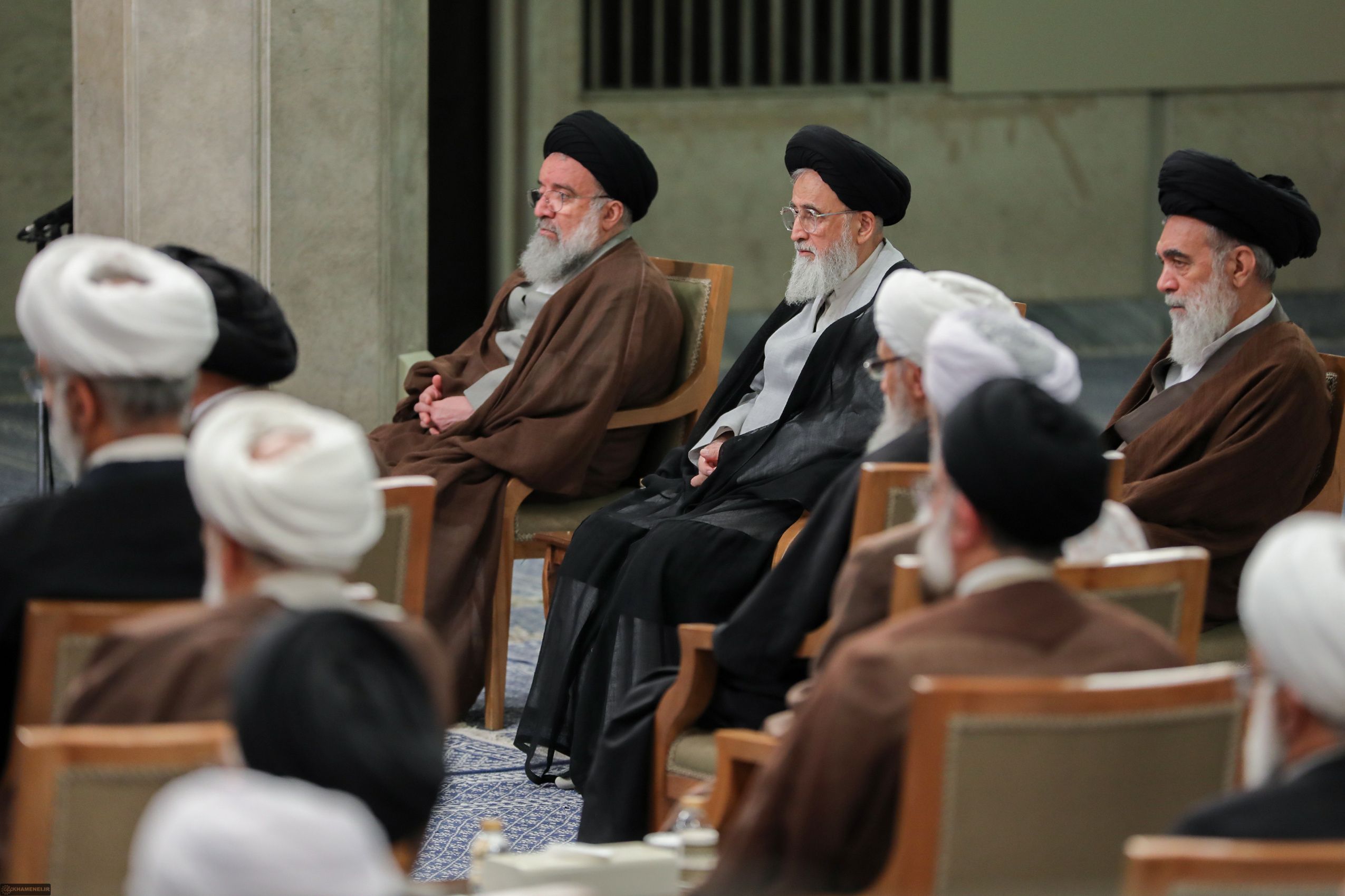 Members of Iran's Assembly of Experts meet supreme leader Ali Khamenei in this file photo from November 2024