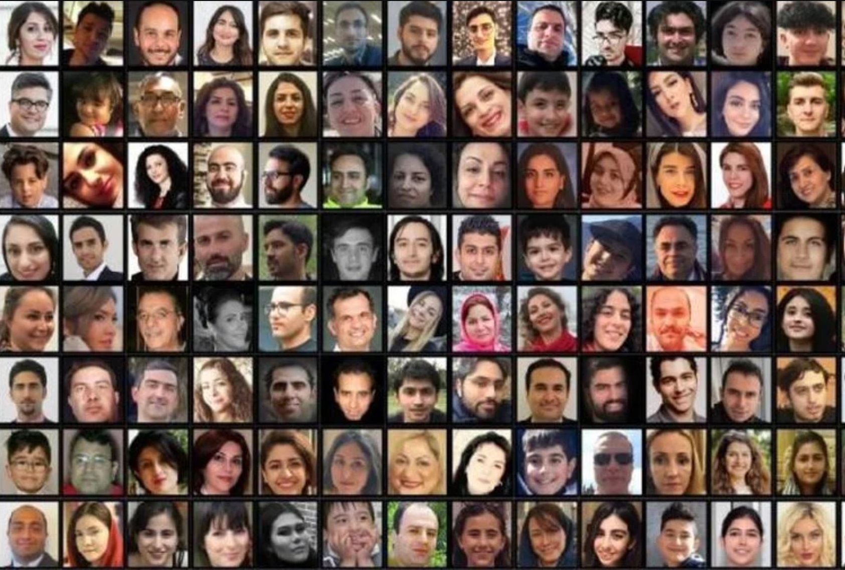 Victims who died when Iran shot down a Ukrainian passenger plane over Tehran.