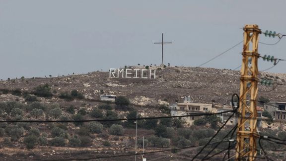 Rmeich's sign is seen amidst tension between Israel and Hezbollah, in the Christian village of Rmeich, Lebanon, October 31, 2023.