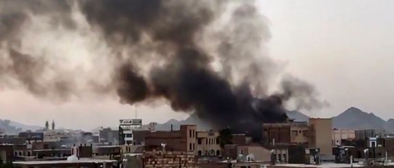 Smoke rising over Zahedan during protests on September 30, 2022