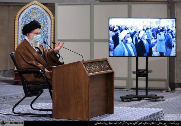 Khamenei addressing supporters on Sunday. Jan. 9, 2022