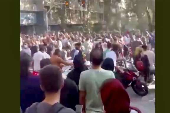 Video grab from protests in Tehran's Palestine street, Wednesday afternoon