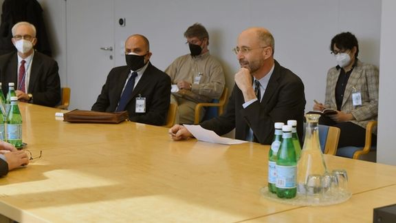 Robert Malley, the former Special Envoy for Iran, during a meeting at the IAEA headquarters in Vienna, Austria on 7 April 2021