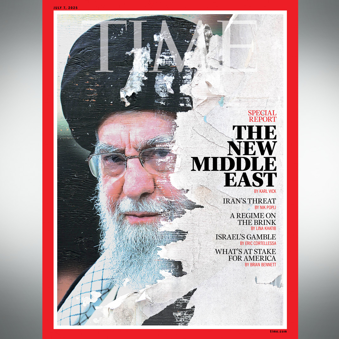 «خاورمیانه جدید» روی جلد تایم با تصویر پاره‌شده خامنه‌ای
