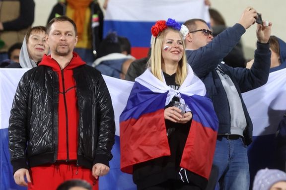 Russian fans at Tehran’s Azadi Stadium during the match against Iran on March 23, 2023