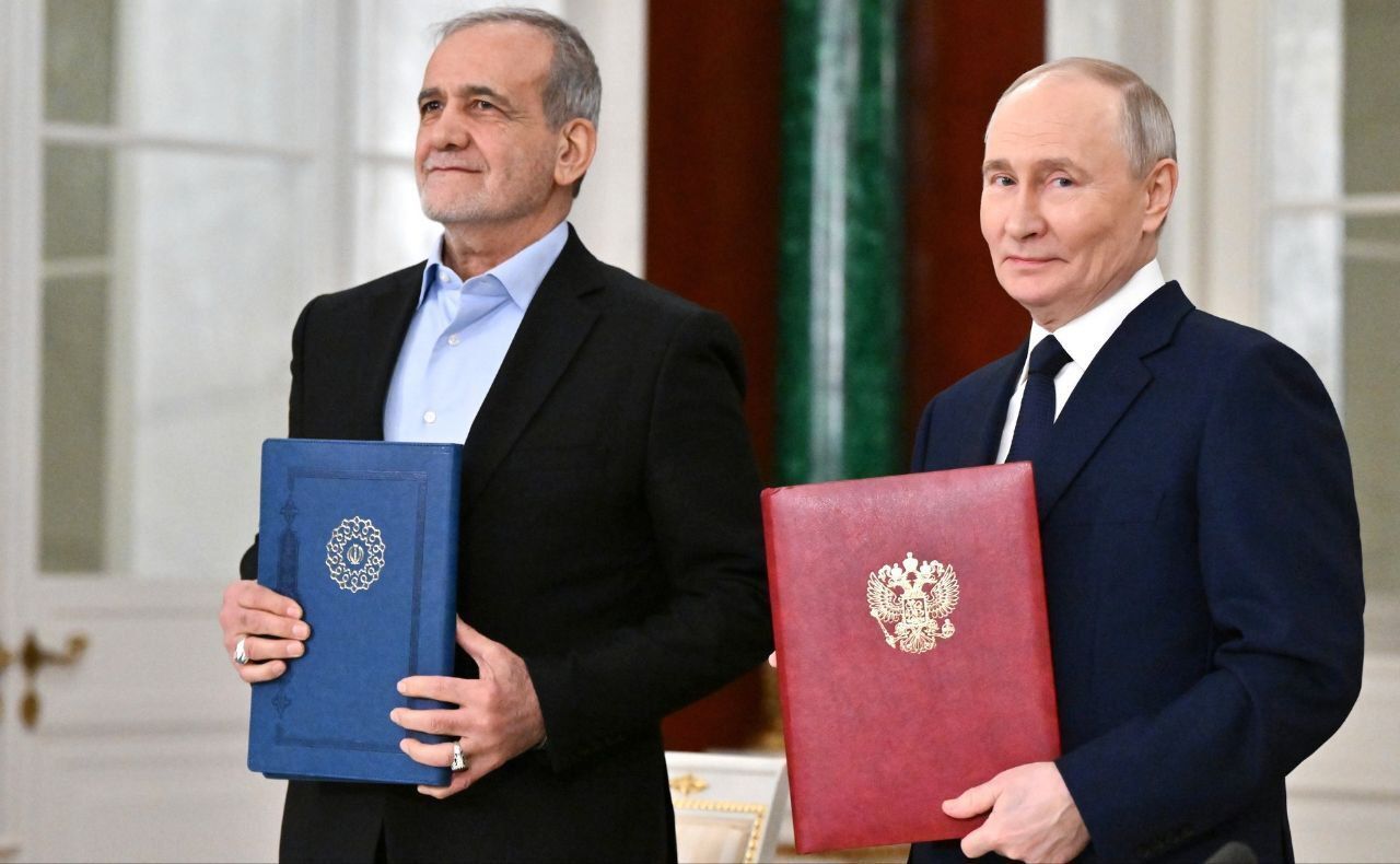 President Pezeshkian with Russia's Vladimir Putin, after signing a strategic agreement this month.