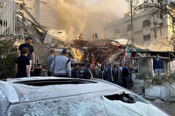 Smoke rises after an Israeli strike on Tehran’s consulate in Damascus, Syria April 1, 2024.