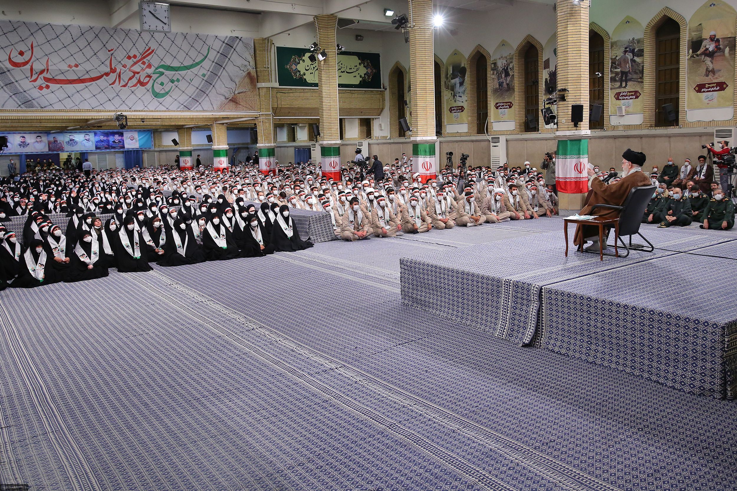 Iran’s Supreme Leader Ali Khamenei during a meeting with paramilitary Basij forces on November 26, 2022 