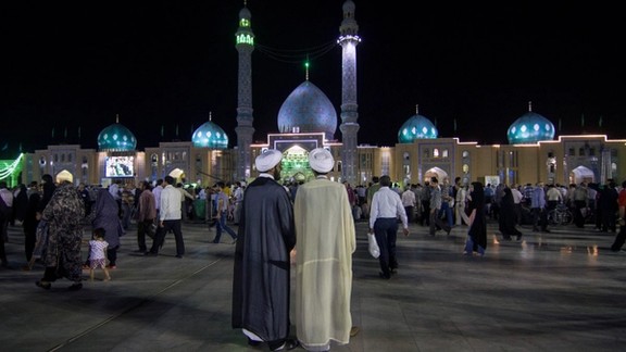 Iranian clerics at Jamkaran Mosque in the outskirts of the city of Qom