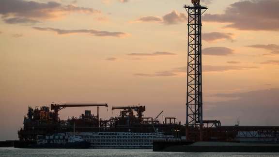 Infrastructure on D Island, the main processing hub, is pictured at the Kashagan offshore oil field in the Caspian sea in western Kazakhstan August 21, 2013.