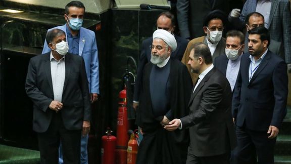 Former Iranian president Hassan Rouhani attending parliament session as hardliners take over. May 27, 2020