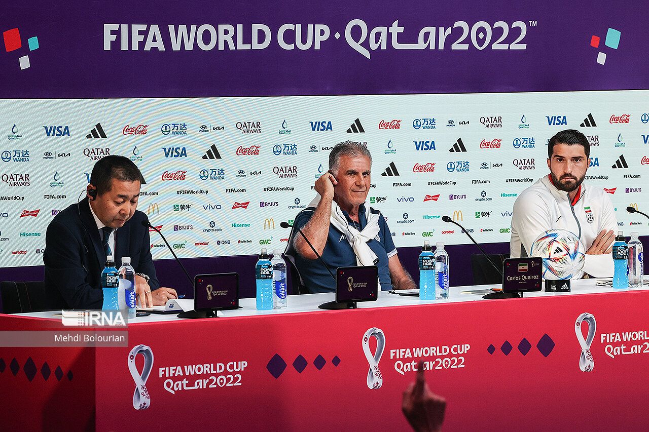 Team Melli coach Carlos Queiroz during the press conference on the eve of the match against the United States on November 28, 2022 