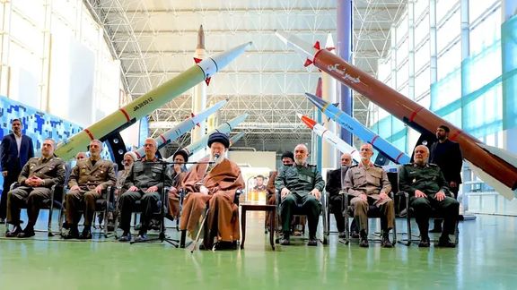 Iran's Supreme Leader Ali Khamenei during his visit to the IRGC Aerospace Force achievements exhibition in Tehran, November 19, 2023