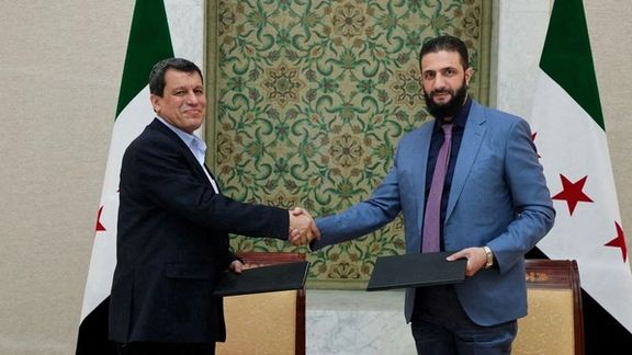 احمد الشرع و مظلوم عبدی توافق ادغام دولت و نیروهای دموکراتیک سوریه را امضا کردند