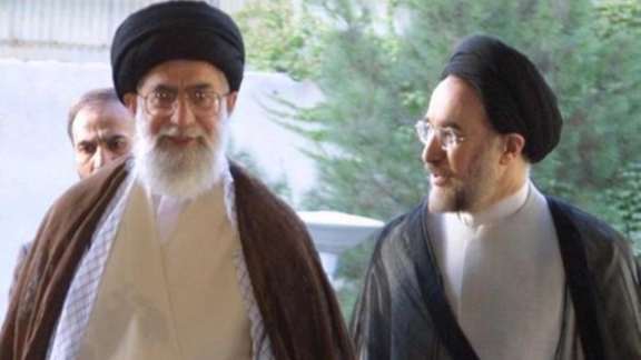 Former Iranian President Mohammad Khatami (right) and Supreme Leader Ali Khamenei