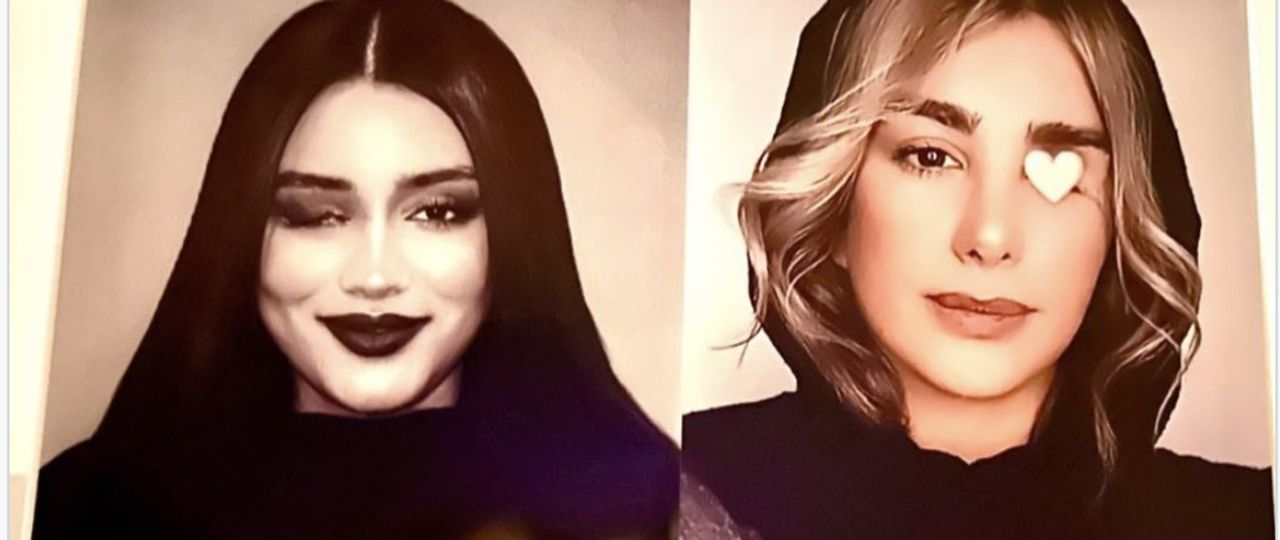 Two young women who lost an eye during Iran protests. Ghazal Ranjkesh (L) and Elahe Tavakolian 