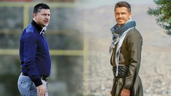 Legendary footballer Ali Daei (left) and popular player Vorya Ghafouri (file photo)