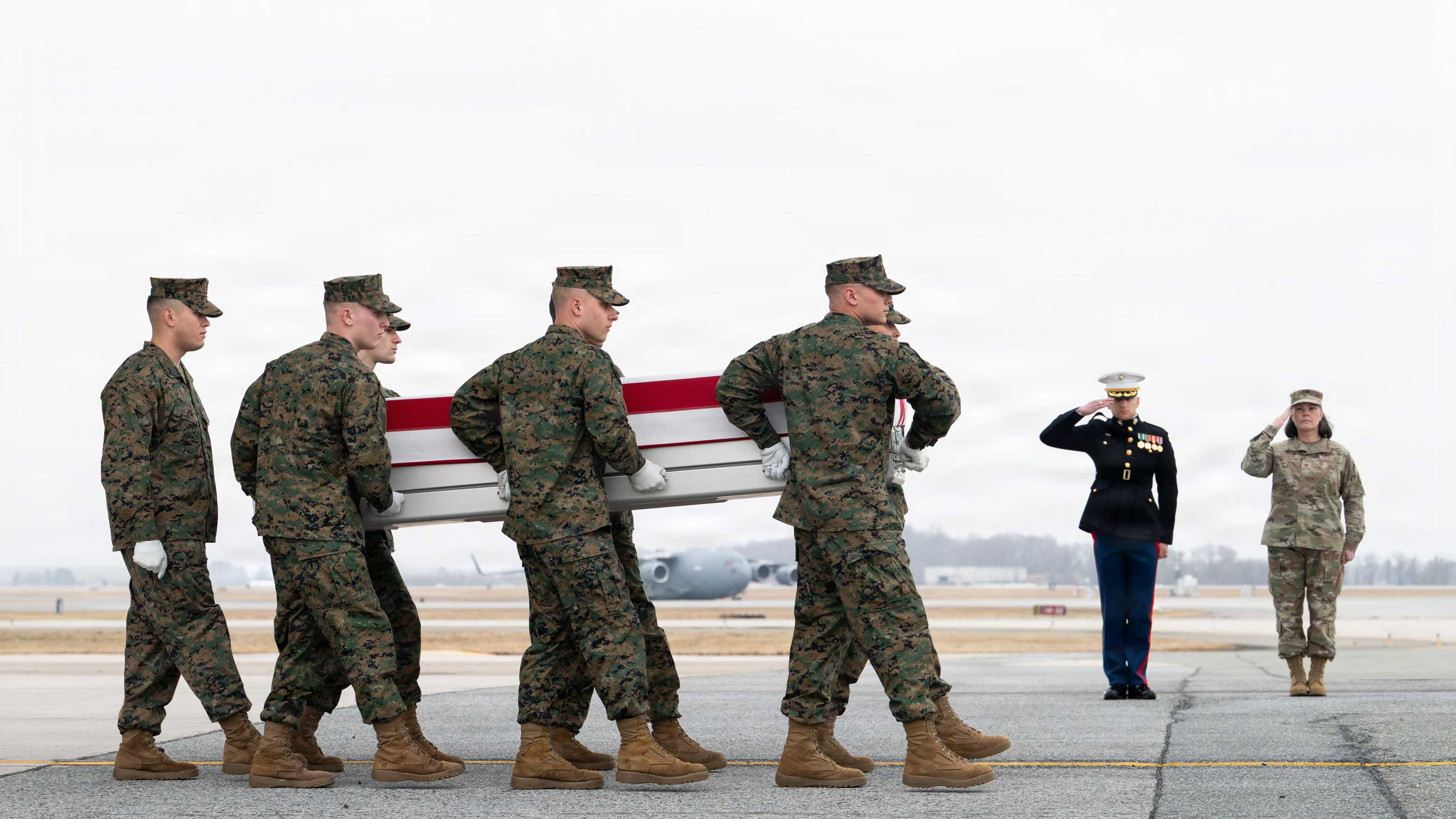 File photo shows a US Marine Corps carry team transferring the remains of Marine Lance Cpl. Kevin Melendez of Fort Worth, Texas, March 4, 2026, who was killed in the Iran war. 