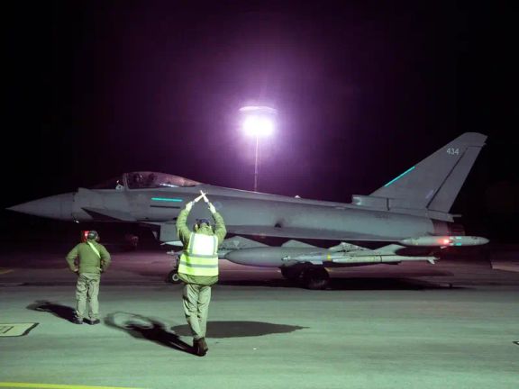 US naval aircraft launching strikes against the Houthis in February 2024.
