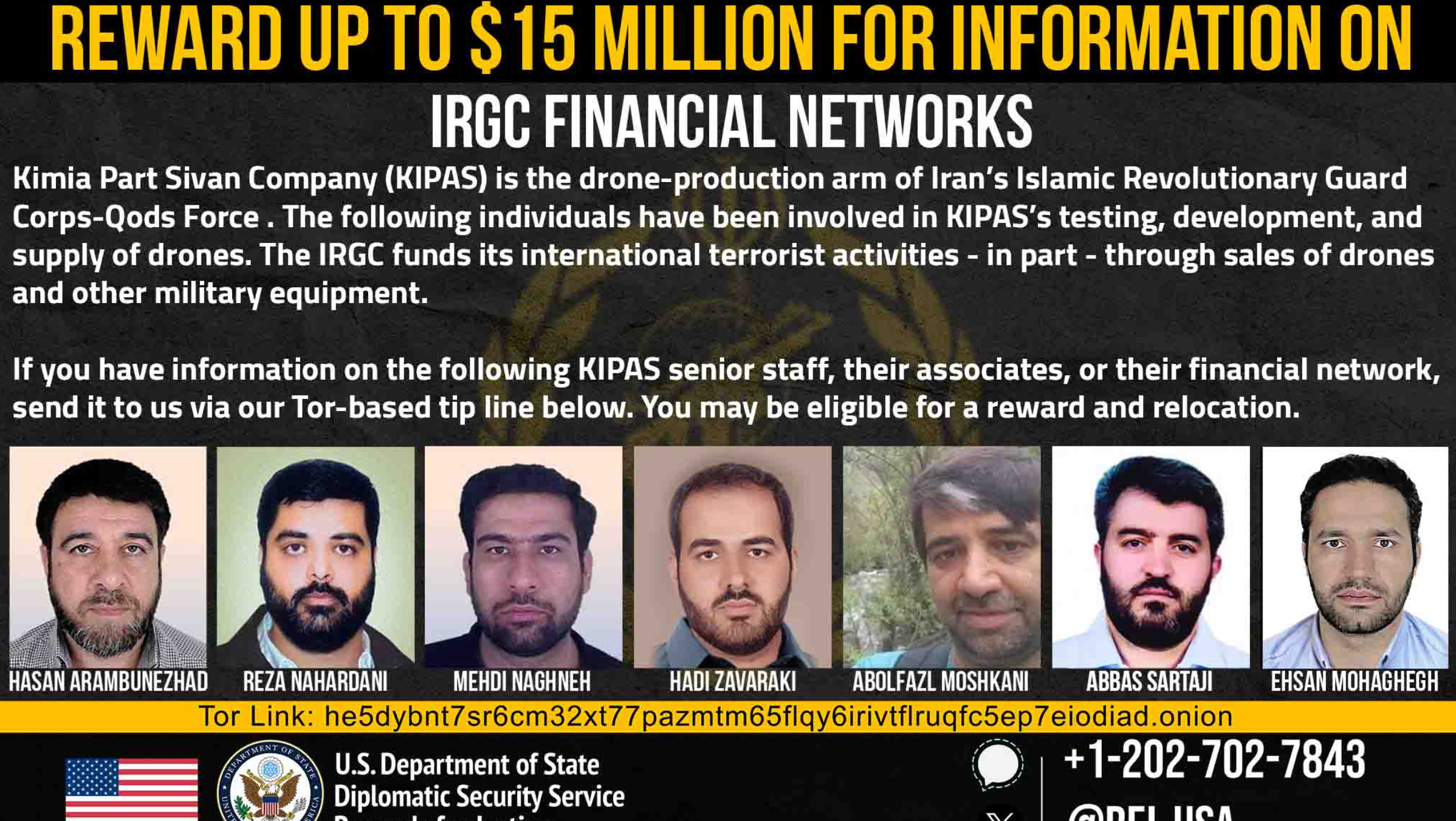 US offers $15 million reward over IRGC drone network