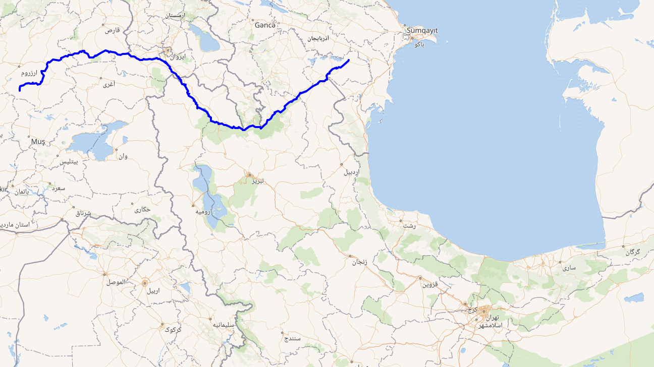 رود ارس از ارزروم، در ترکیه سرچشمه می‌گیرد و در چهار کشور ترکیه، ایران، ارمنستان و آذربایجان جاری‌ست. ارس در ایران از استان‌های اردبیل، آذربایجان‌غربی و آذربایجان شرقی می‌گذرد. 